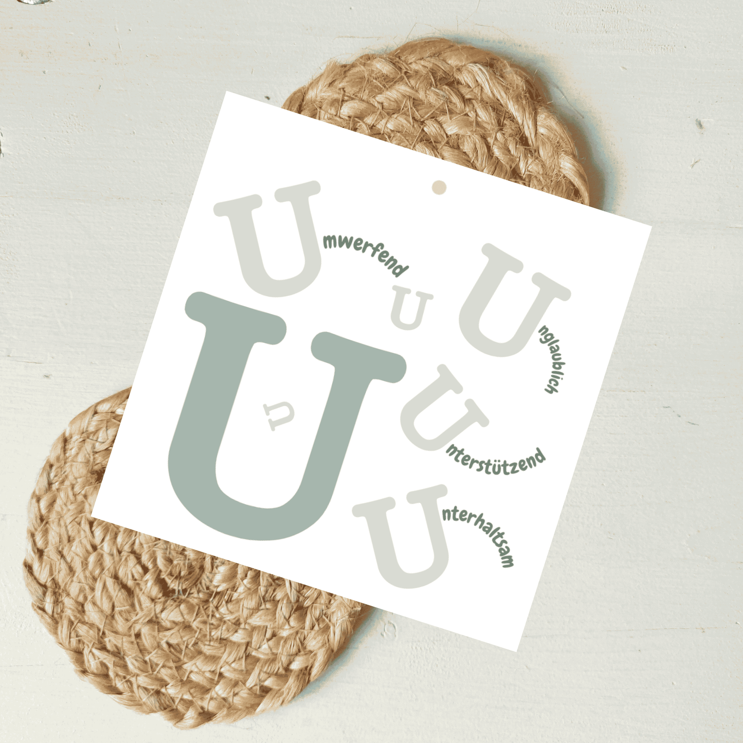 Geschenkanhänger Komplimente Buchstabe U aus hochwertigem Karton von foodigence