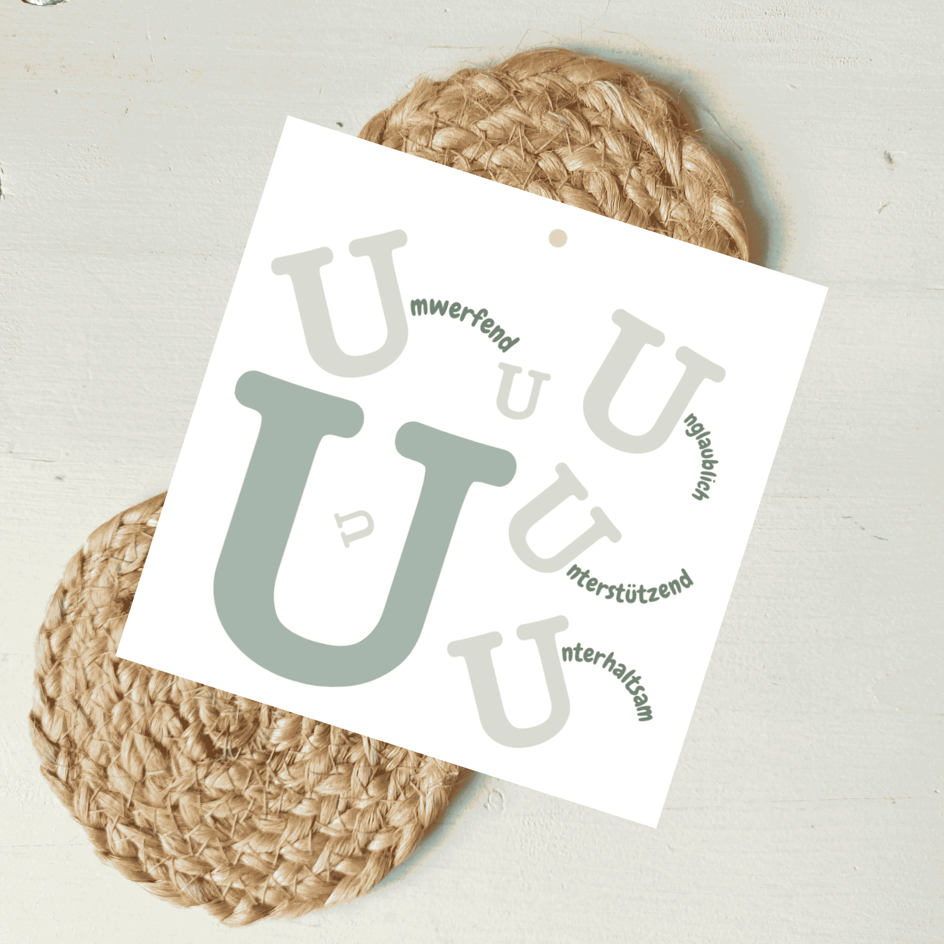 Geschenkanhänger Komplimente Buchstabe U aus hochwertigem Karton von foodigence