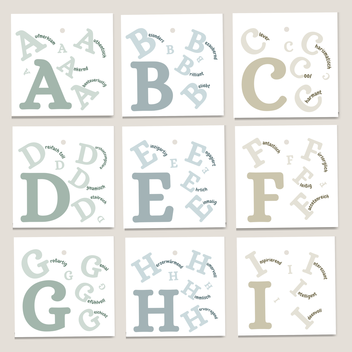 Übersicht und Informationen zum Artikel NGeschenkanhänger Komplimente Buchstabe A  bis Z von foodigence