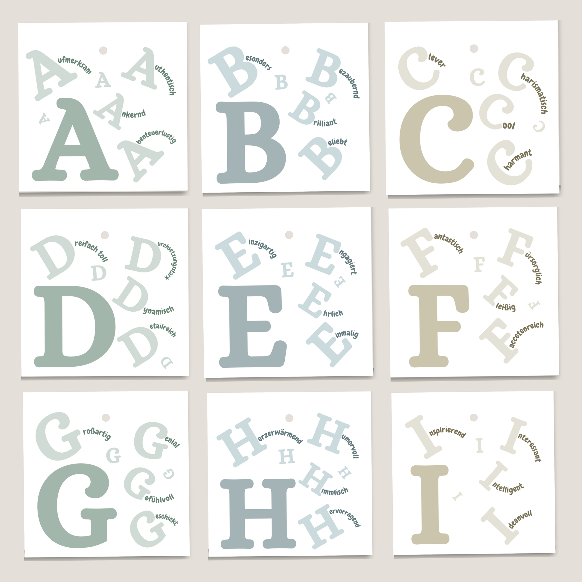 Übersicht und Informationen zum Artikel NGeschenkanhänger Komplimente Buchstabe A  bis Z von foodigence