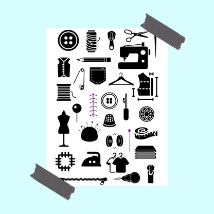 Nähen Poster mit Klebestreifen auf Wand