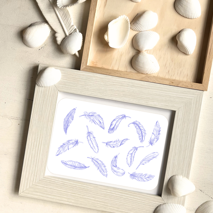 Feder Postkarte gerahmt