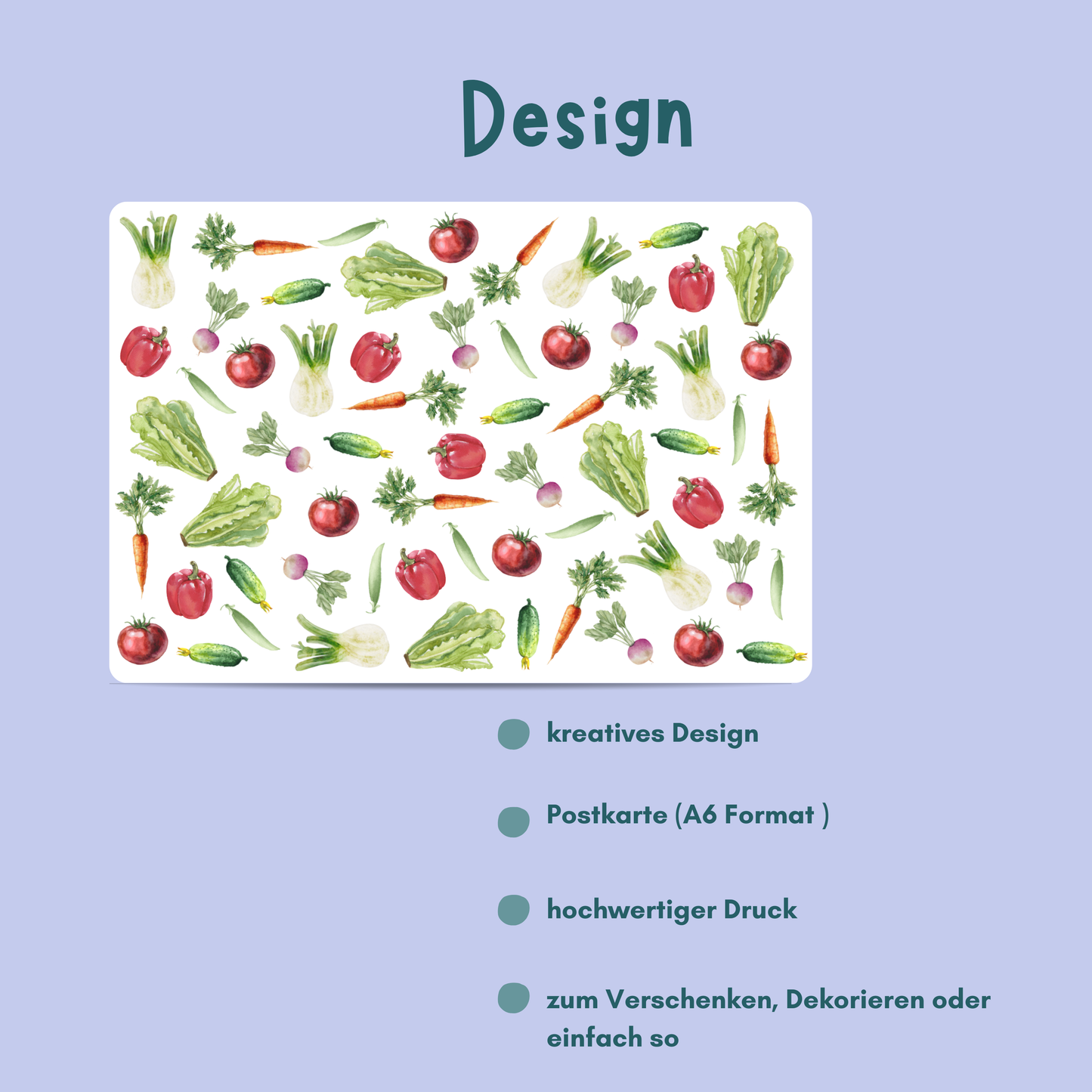Übersicht Design Gemüse Postkarte