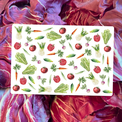 Gemüse Postkarte DIN A6 – Illustrierte Grußkarte Fenchel, Karotten & Tomaten