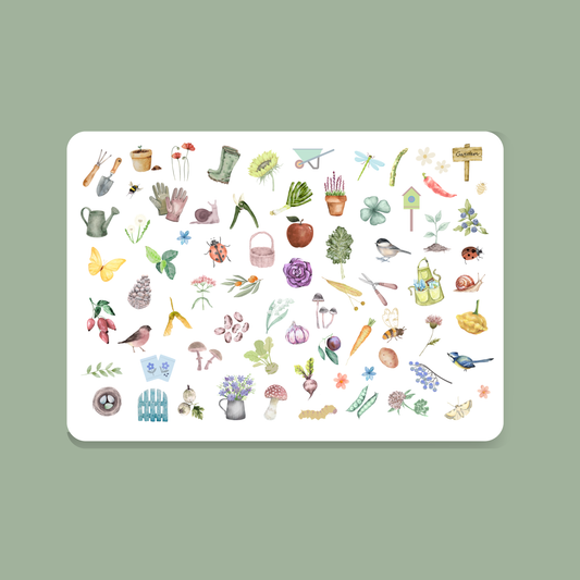 Postkarte GÄRTNERN, Serie Hobbies mit vielen kleinen Abbildungen passend zum Lieblingshobby