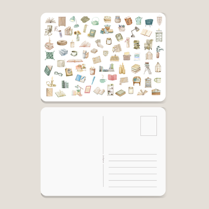 Postkarte LESEN, Serie Hobbies Übersicht mit Vorder- und Rückseite