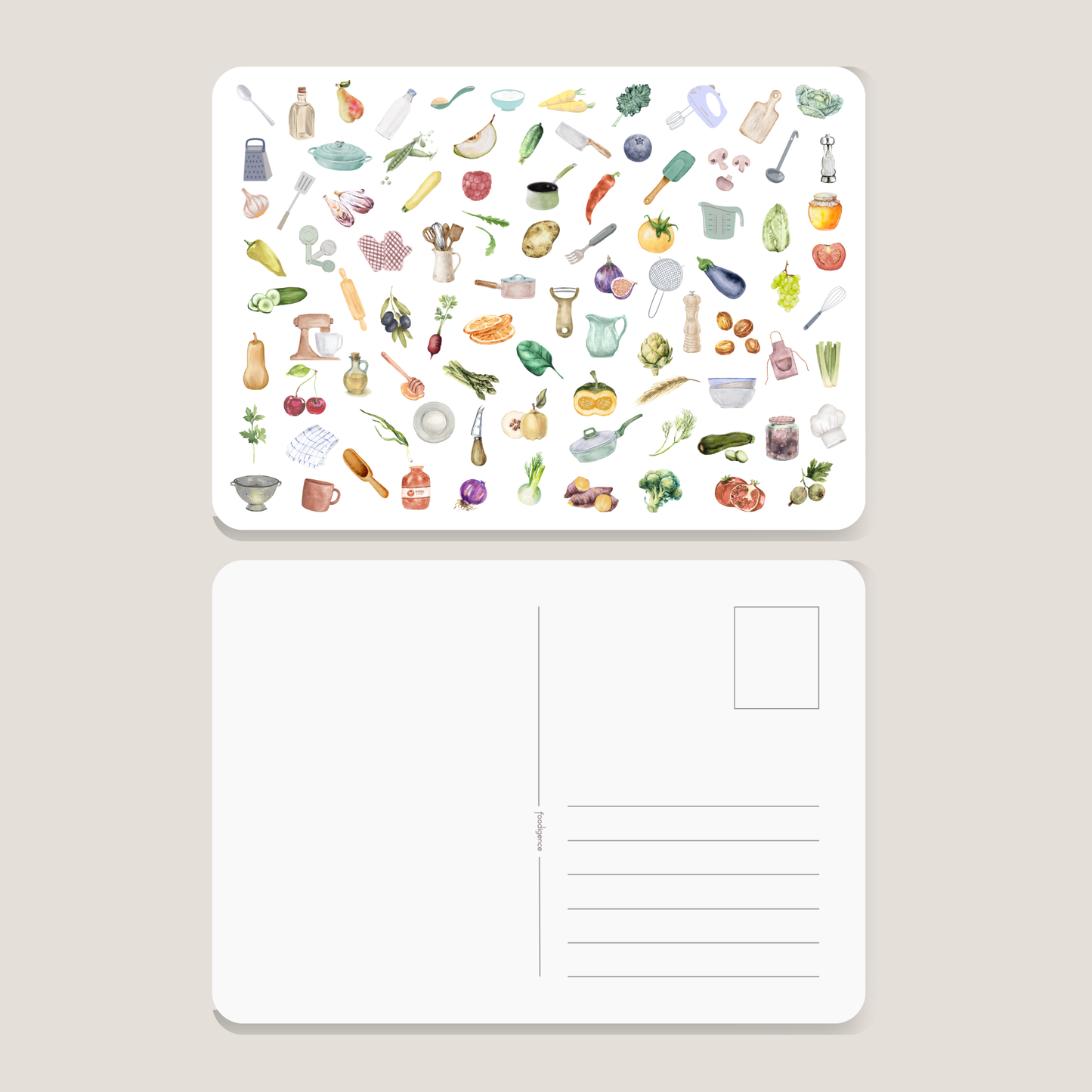 Postkarte KOCHEN, Serie Hobbies Übersicht mit Vorder- und Rückseite