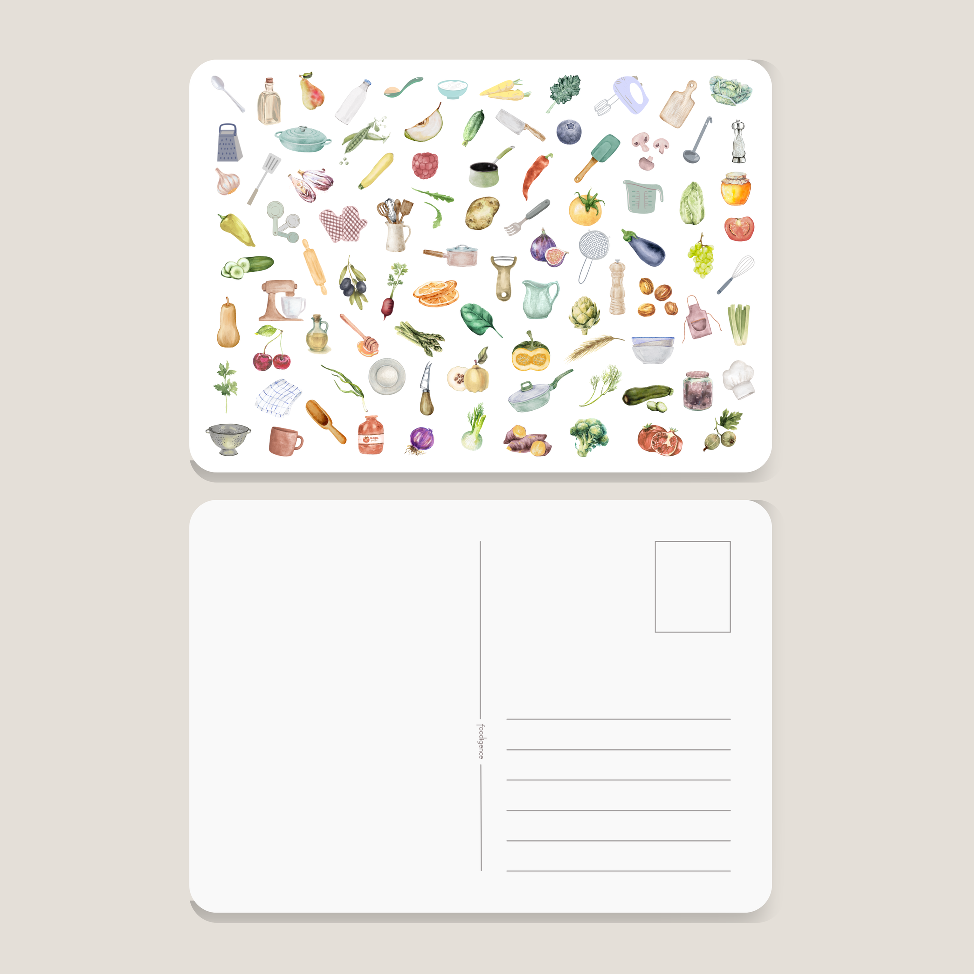 Postkarte KOCHEN, Serie Hobbies Übersicht mit Vorder- und Rückseite