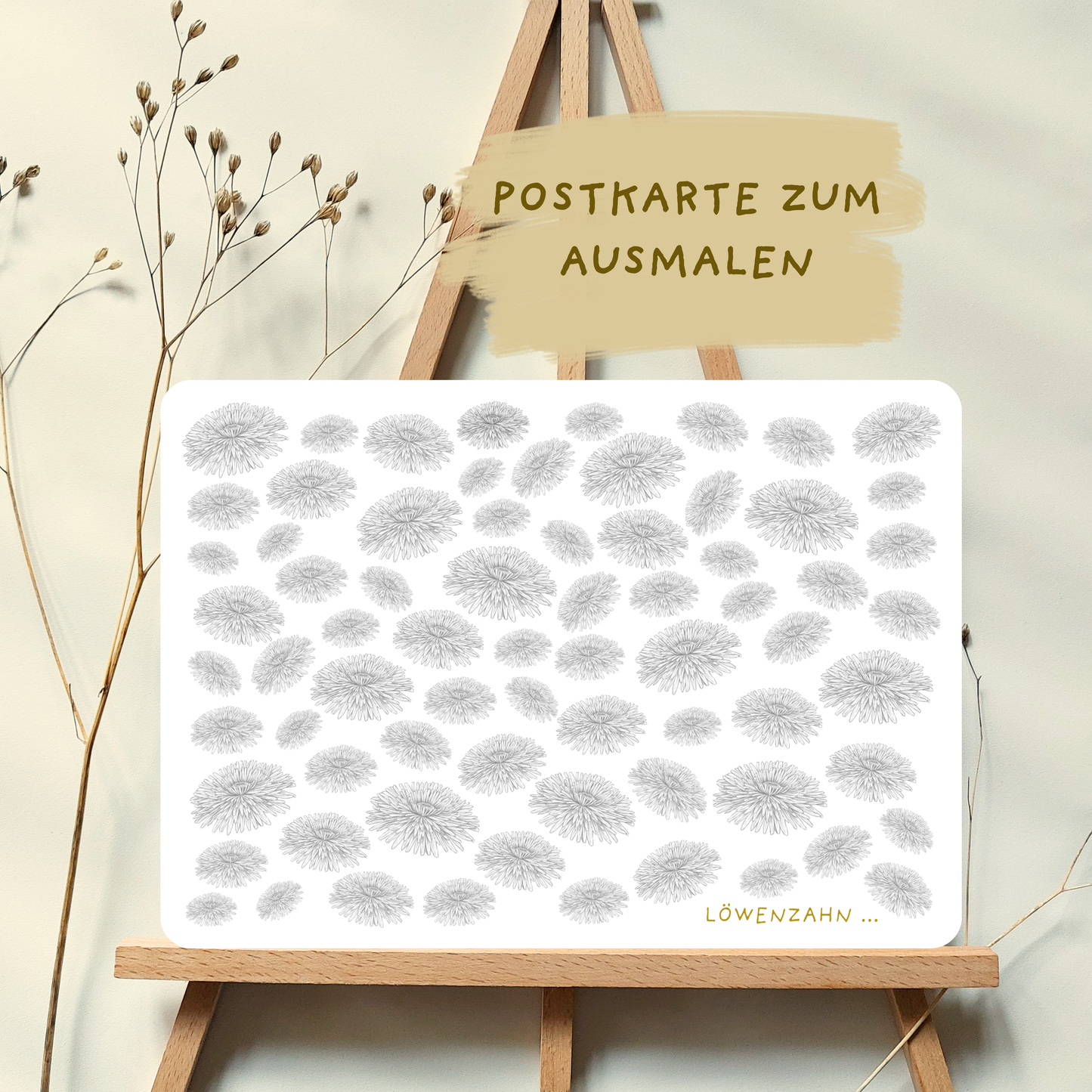 Postkarte zum selber ausmalen mit interessanten Informationen zur jeweiligen Blüte von foodigence