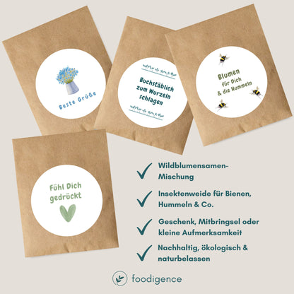 Bunte Wildblumensamen Insektenweide 3g im umweltfreundlichen Papiertütchen
