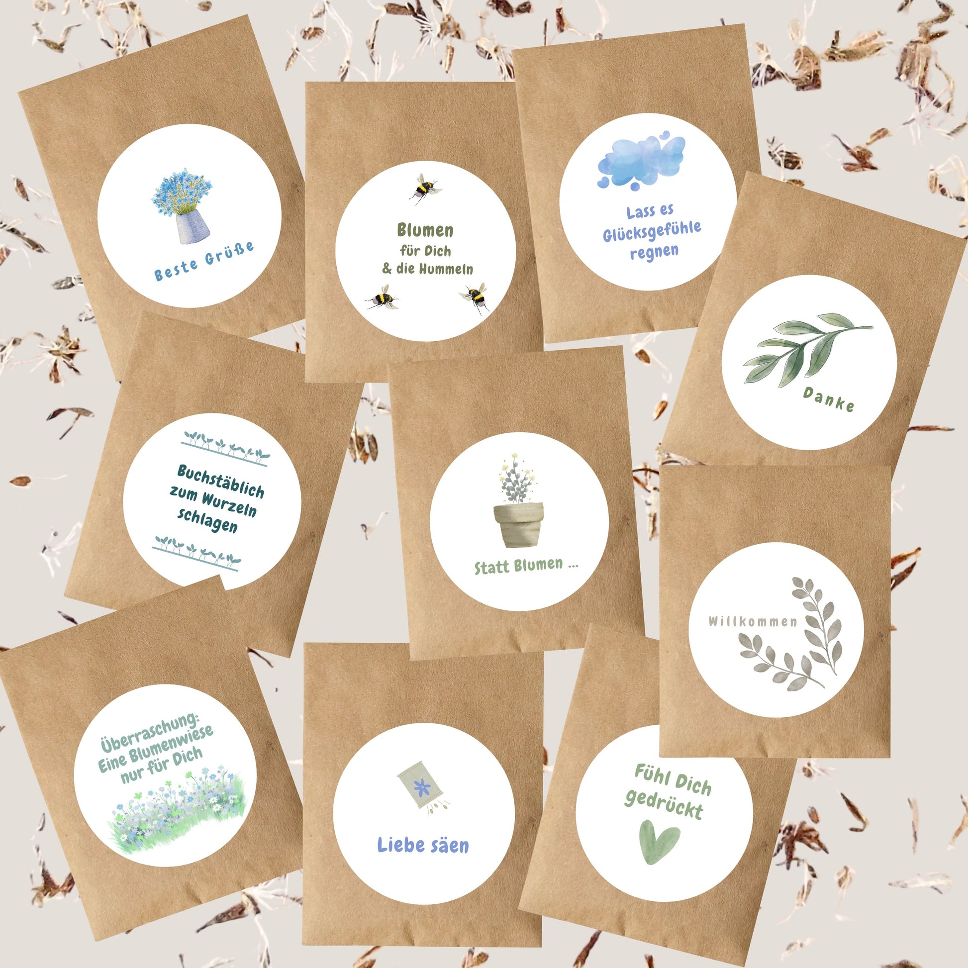 Wildblumen Samentütchen bienenfreundlich im Kraftpapiertütchen - nachhaltiges Gastgeschenk
