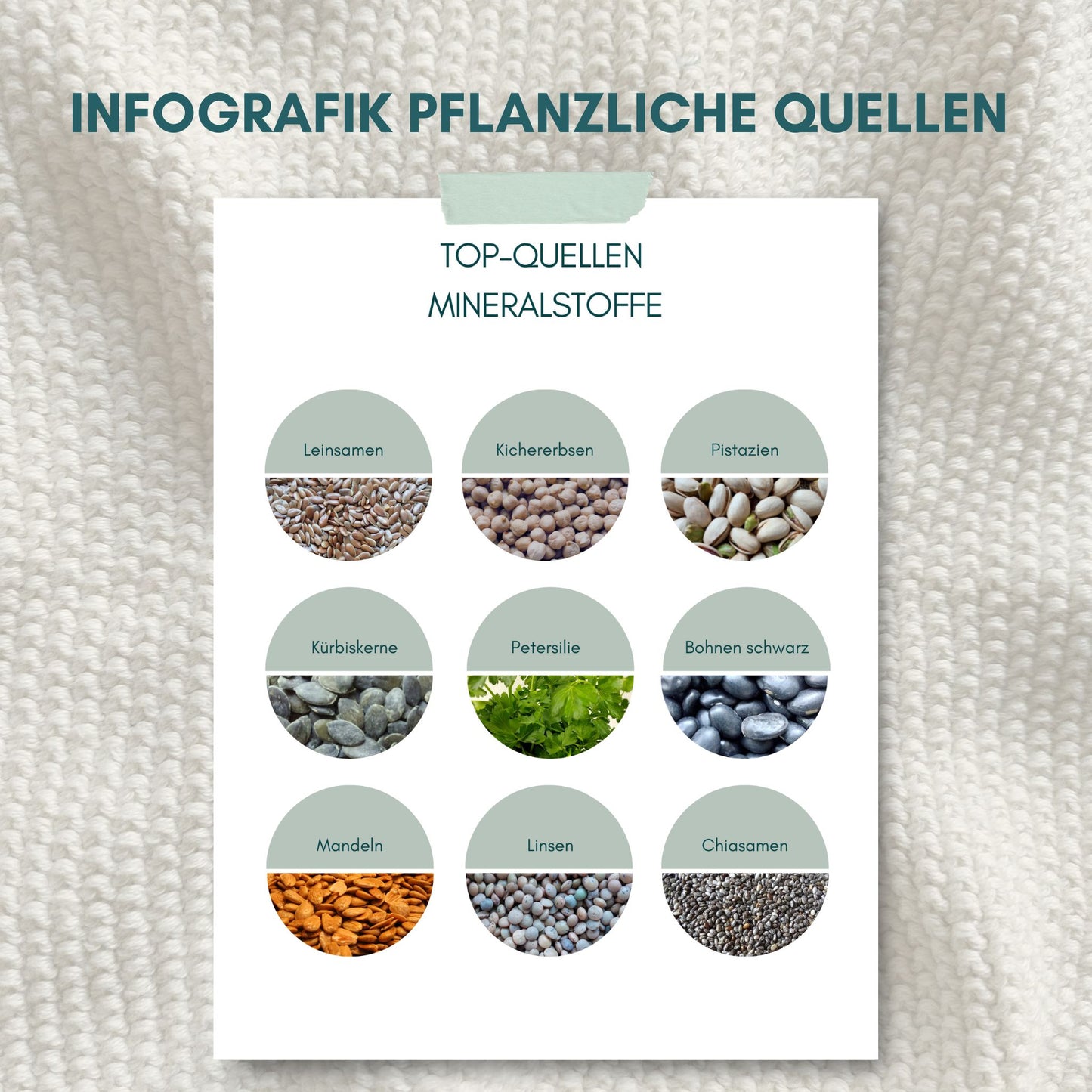 Top Quellen für Mineralstoffe - Ernährungsinfografik mit den besten mineralstoffreichen Lebensmitteln