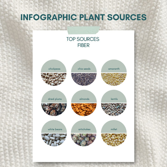 Top Sources for Fiber - Nutrition infographic showing best fiber-rich foods