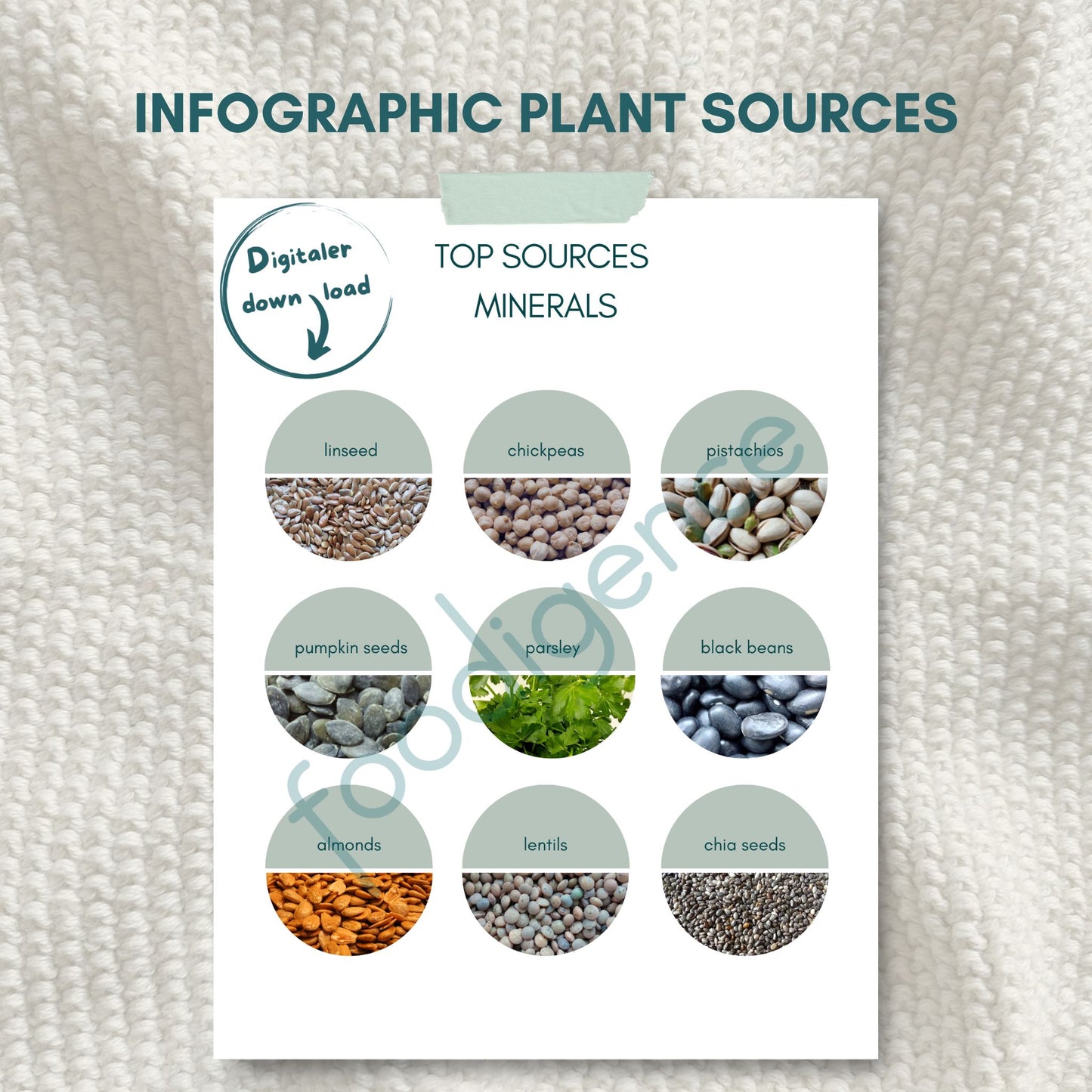 Top Sources for Minerals - Nutrition infographic showing best mineral-rich foods