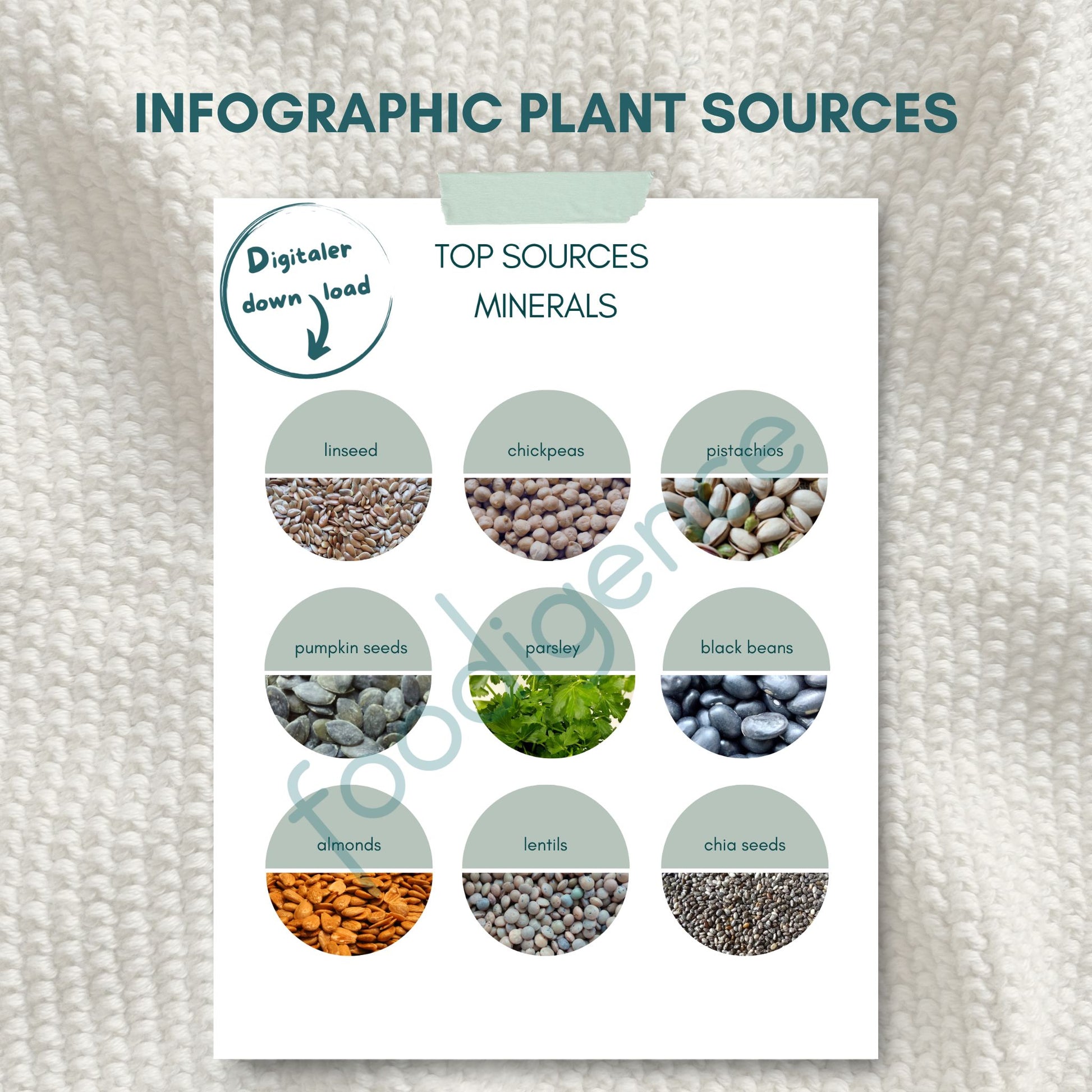 Top Sources for Minerals - Nutrition infographic showing best mineral-rich foods