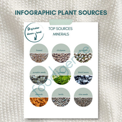 Top Sources for Minerals - Nutrition infographic showing best mineral-rich foods