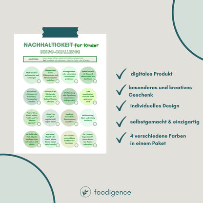 Kinder Bingo Challenge Nachhaltigkeit Alltag
