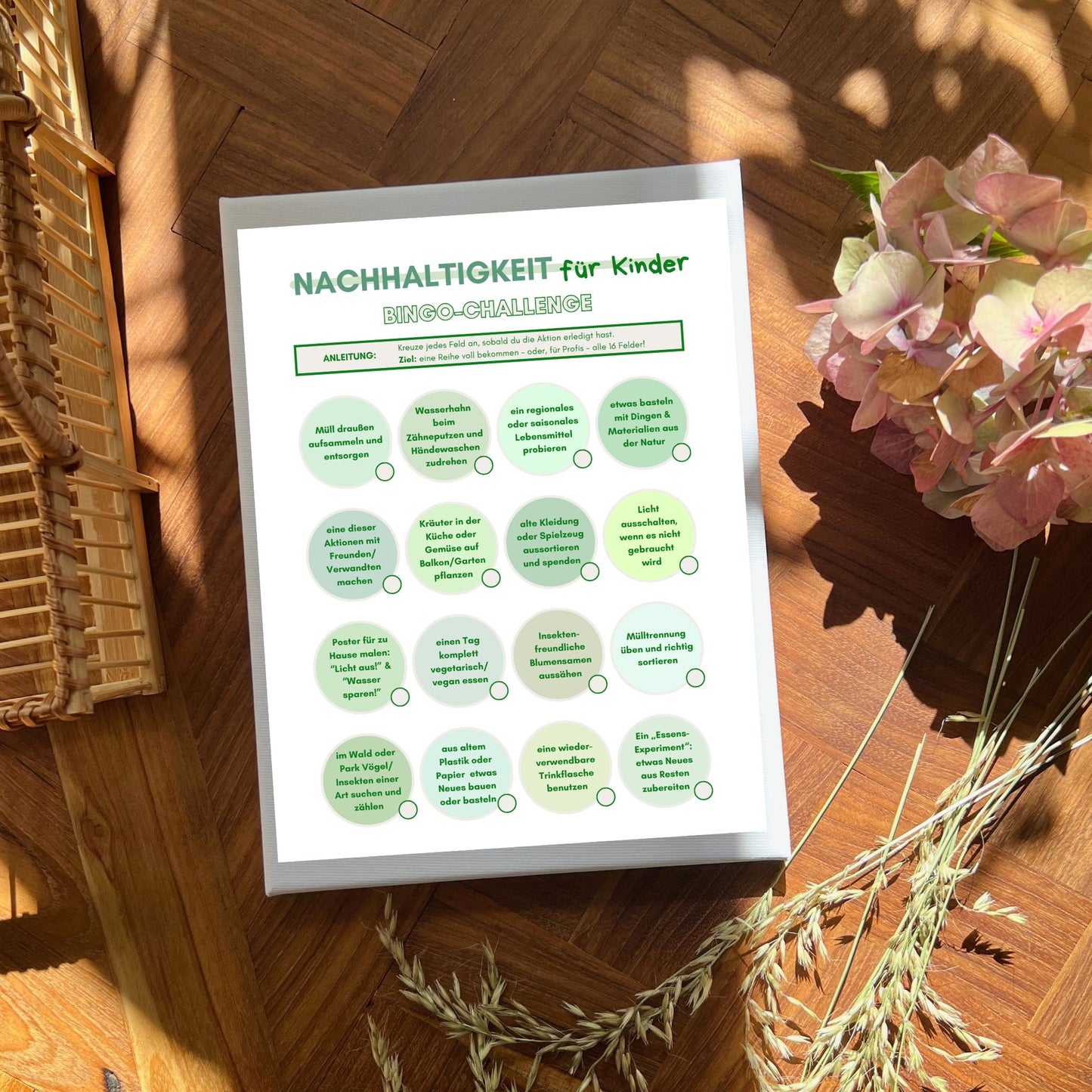 Nachhaltigkeit Bingo Karte Kinder digitaler Download
