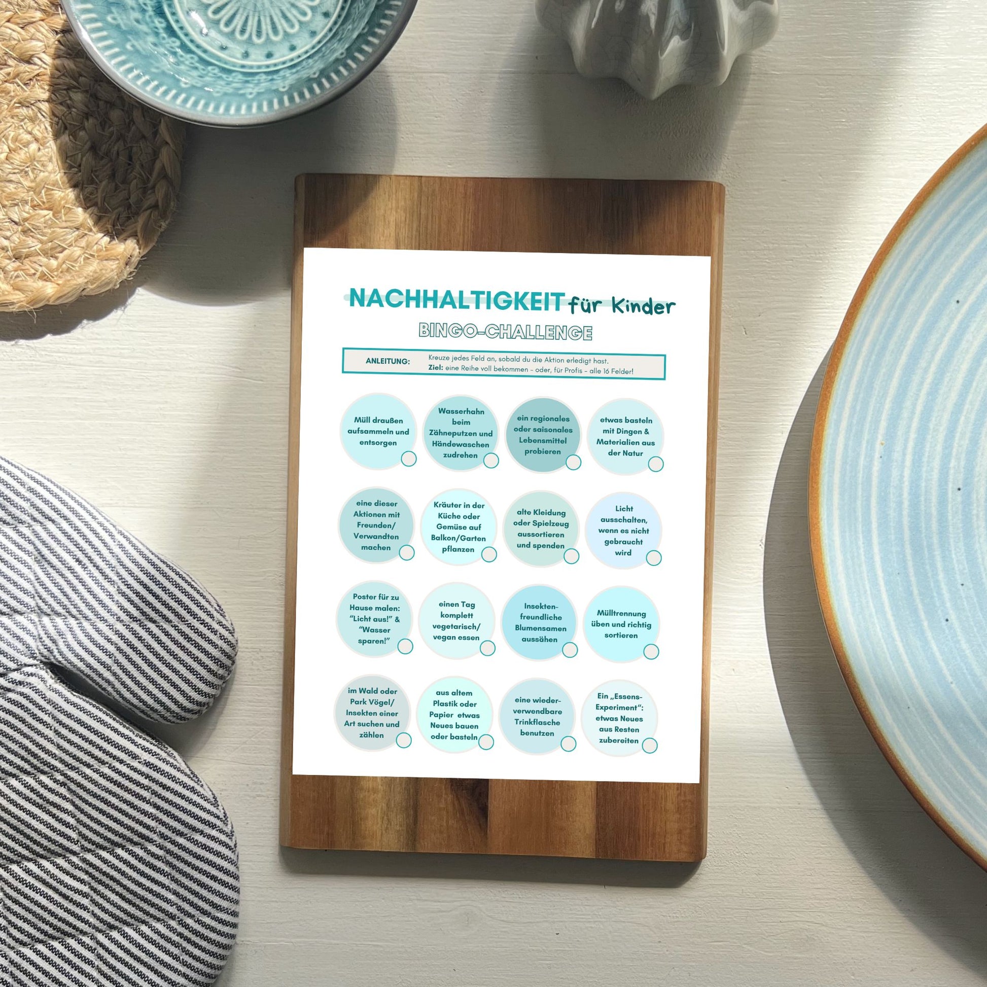 Bingo Spiel Nachhaltigkeit Kinder kreatives Geschenk
