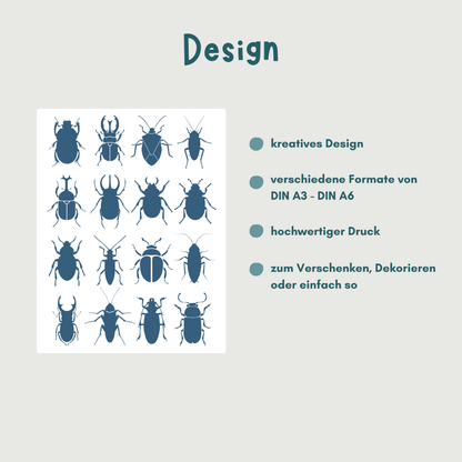 Übersicht zum Poster Käfer zu Druck Größe Design
