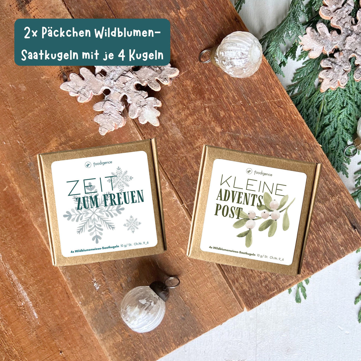 foodigence Zwei Saatkugel Sets mit Wildblumensamen als kleine Überraschungen im 12-teiligen Adventskalender-Geschenkset und kreative Geschenkidee zum Aussäen im Frühjahr