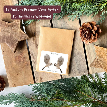 foodigence Premium-Vogelfutter für heimische Wildvögel als naturverbundene Adventskalender-Füllung und Bestandteil des 6-teiligen Weihnachtsgeschenke-Sets
