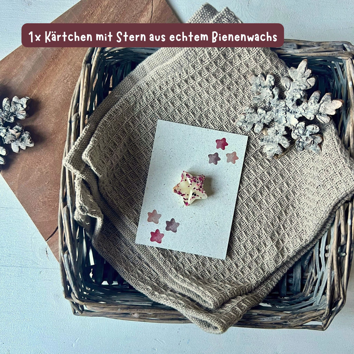 foodigence Weihnachtliche Grußkarte mit Stern aus echtem Bienenwachs als liebevolle Aufmerksamkeit und Teil des 6-teiligen Adventskalender-Füllungen-Sets 