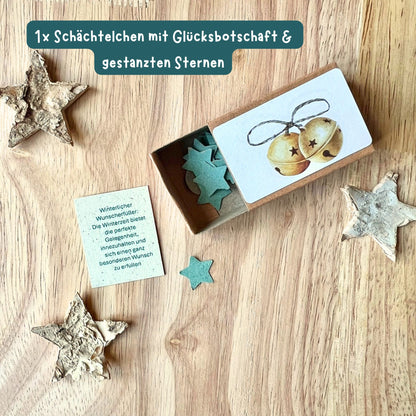foodigence Weihnachtsbotschaft mit Wunscherfüller im kleinen Schächtelchen als Überraschung und Bestandteil des 3-teiligen Adventskalender-Füllungen-Sets 