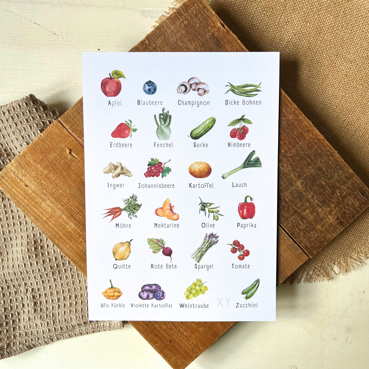 Thumbnail: Poster von foodigence mit regionalen Produkten als ABC sortiert 