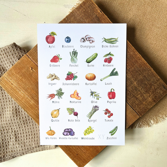 Thumbnail: Poster von foodigence mit regionalen Produkten als ABC sortiert 