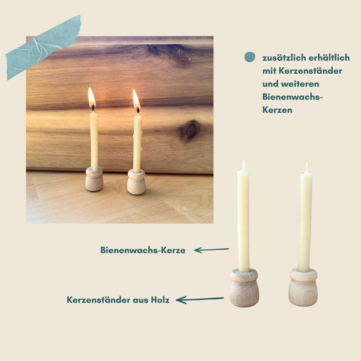 weihnachtliche Postkarten von foodigence mit echten Bienenwachskerzen zum Verschenken in der Weihnachtszeit wahlweise Bienenwachskerze oder Kerzenständer dazu