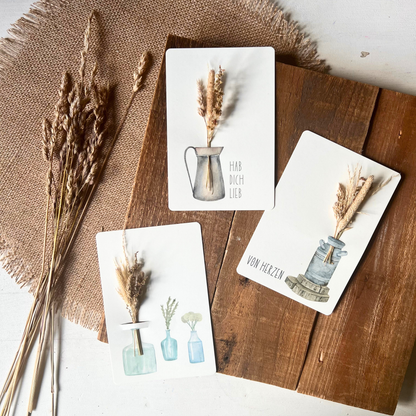 Postkarte mit Sträußchen aus Wildgräsern alle Designs im Überblick