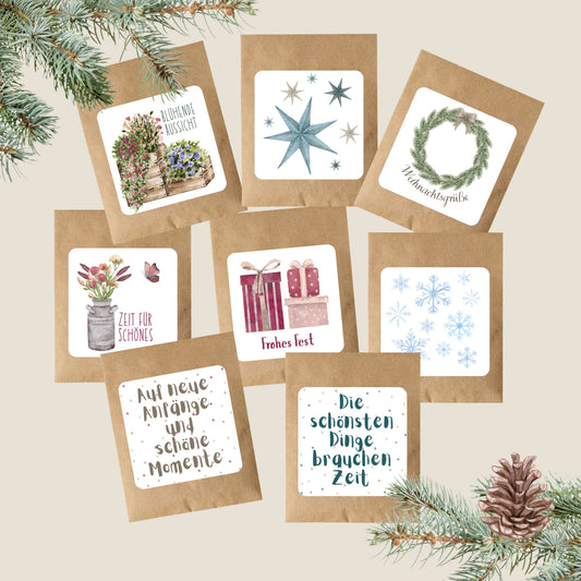 Samentütchen mit Wildblumensamen von foodigence Winter und Herbst Design - alle Designs als Thumnail in der Übersicht