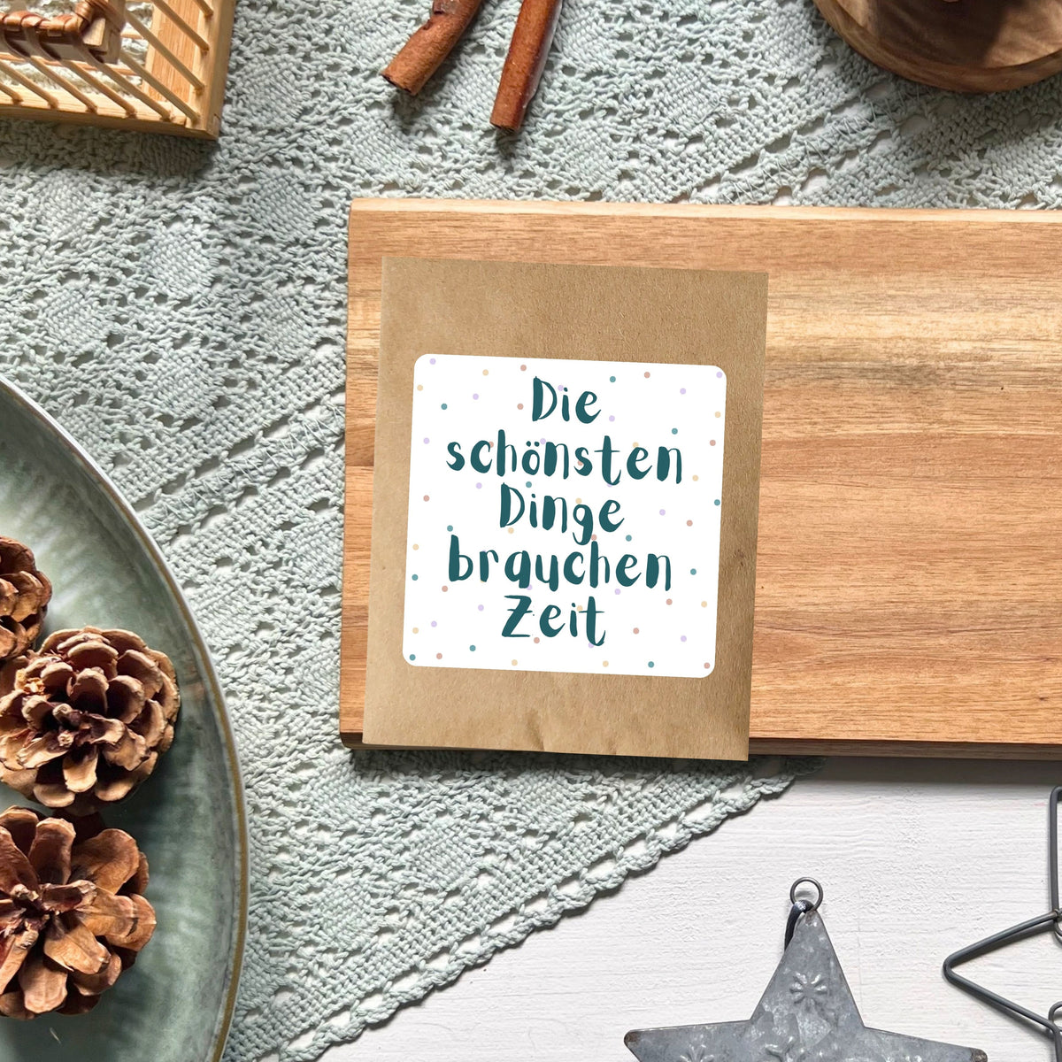 Samentütchen mit Spruch für vreschiedene Anlässe "Die schönsten Dinge brauchen Zeit" von foodigence