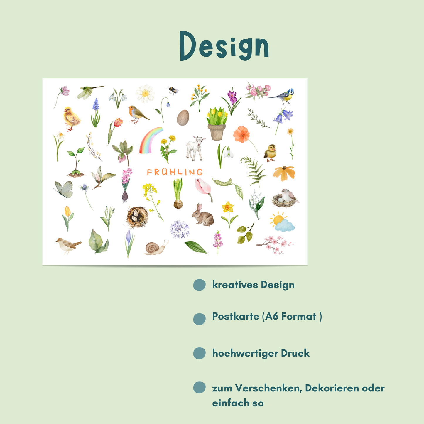 Übersicht zum Design der Sommer Postkarte von foodigence
