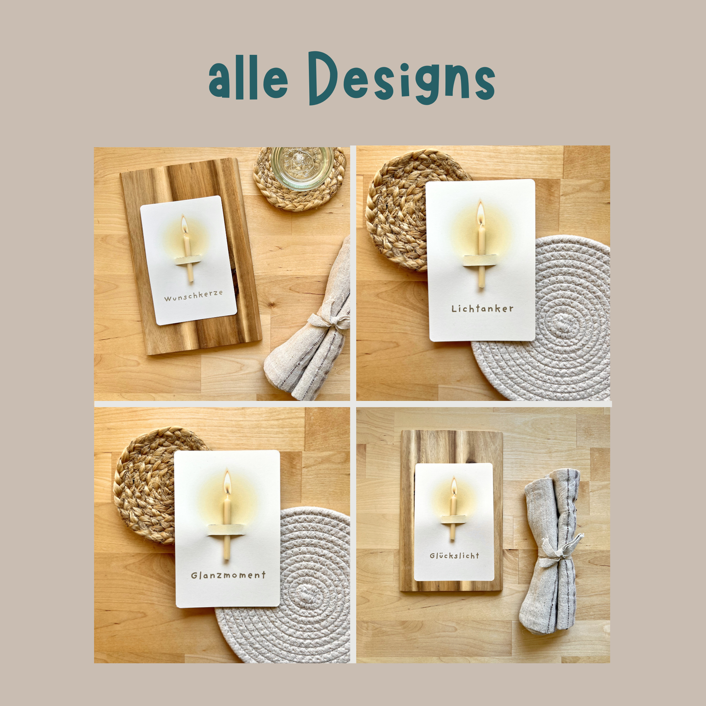 Kerze Postkarte alle Designs zur Übersicht