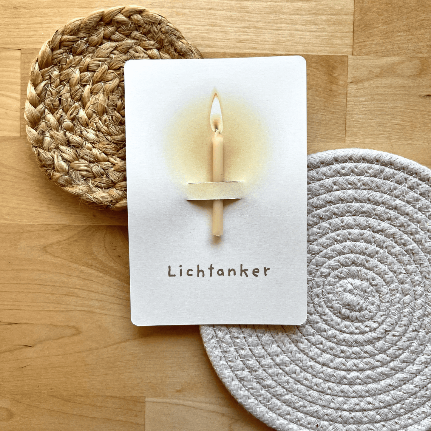 Postkarte mit Bienenwachskerze "Lichtanker"