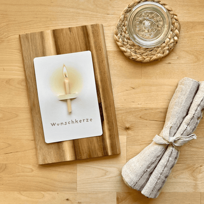 Postkarte mit Bienenwachskerze "Wunschkerze"