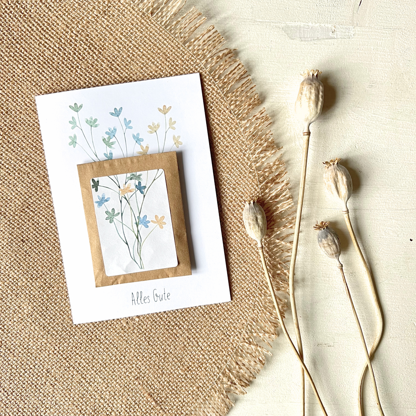 BEST WISHES Folding Card with Wildflower Seed Packet DIN A6 – Greeting Card & Mini Gift