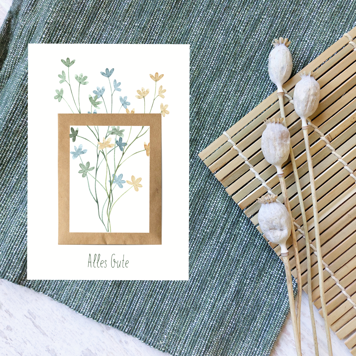 BEST WISHES Folding Card with Wildflower Seed Packet DIN A6 – Greeting Card & Mini Gift