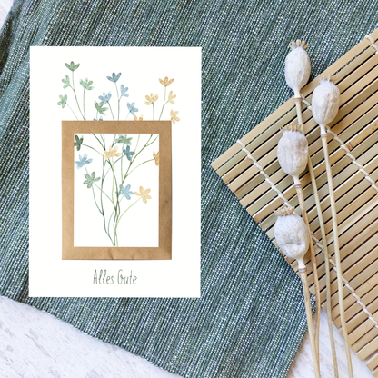 BEST WISHES Folding Card with Wildflower Seed Packet DIN A6 – Greeting Card & Mini Gift