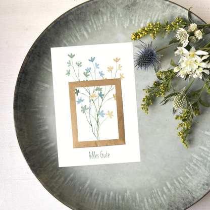 BEST WISHES Folding Card with Wildflower Seed Packet DIN A6 – Greeting Card & Mini Gift