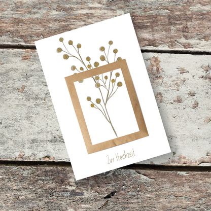ZUR HOCHZEIT Klappkarte mit Wildblumen-Samentütchen DIN A6 – Grußkarte & Minigeschenk