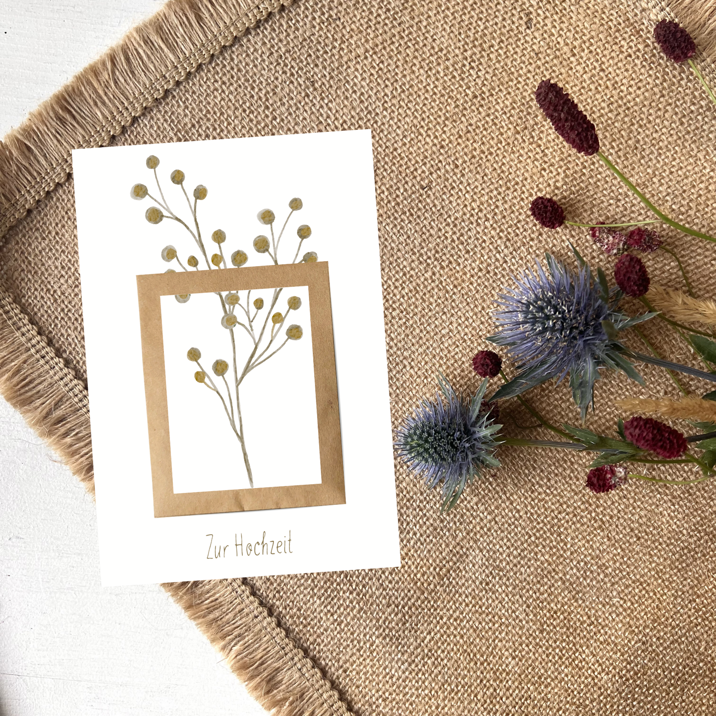 ZUR HOCHZEIT Klappkarte mit Wildblumen-Samentütchen DIN A6 – Grußkarte & Minigeschenk