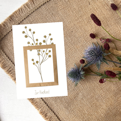 ZUR HOCHZEIT Klappkarte mit Wildblumen-Samentütchen DIN A6 – Grußkarte & Minigeschenk