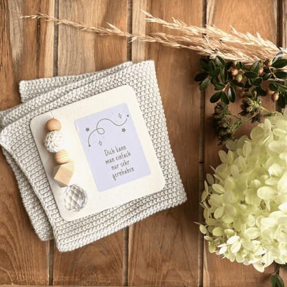 Lichtfänger "Dich kann man einfach nur sehr gernhaben" beige Holzkugel