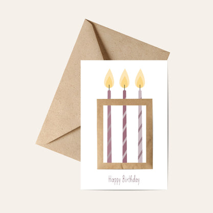 Postkarte von foodigence mit Samentütchen und Wildblumensamen "Happy Birthday" mit Umschlag aus Kraftpapier