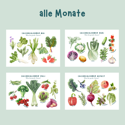 Übersicht der Poster zu Saisonkalender von foodigence