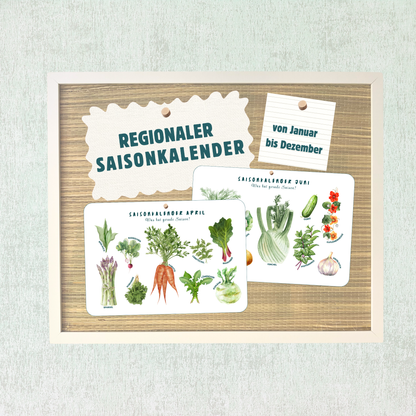 Deckblatt & Information zum Saisonkalender regional von foodigence Set a 12 Blätter/Poster