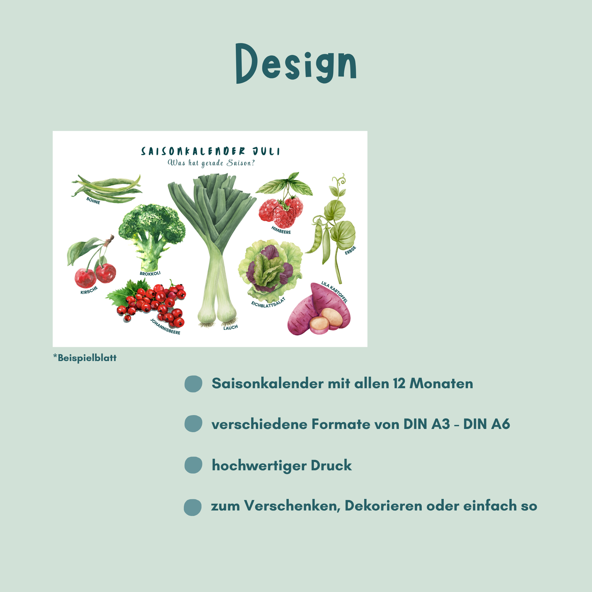 Design des Saisonkalenders von foodigence
